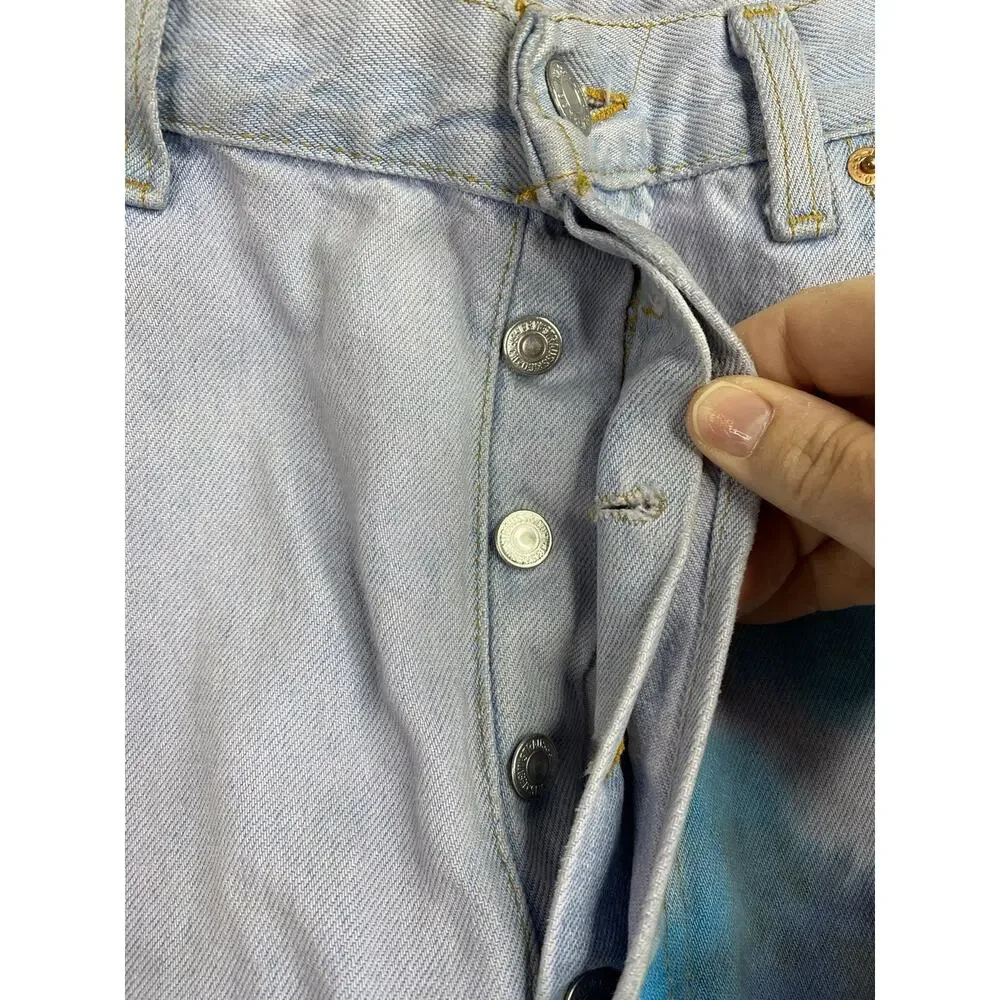 Vtg Levi’s 501 Jeans USA Made 38x34 UPCYCLED Tie Dye Distressed Button Fly 80 90